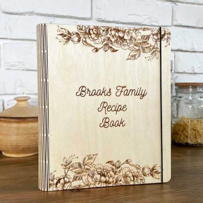Blank Recipe Book For Mom Custom Journal Wooden CookBook