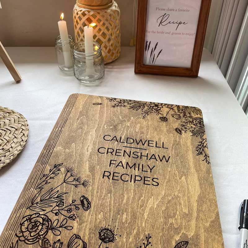 Blank Recipe Book For Mom Custom Journal Wooden CookBook