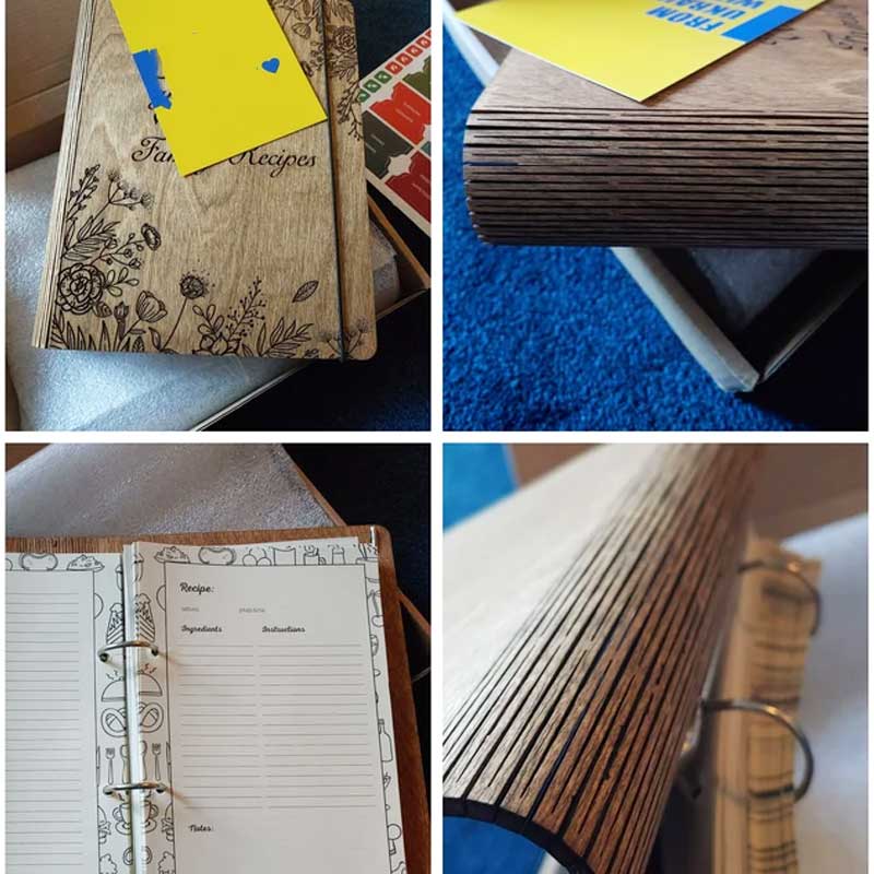 Blank Recipe Book For Mom Custom Journal Wooden CookBook
