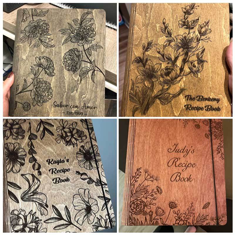 Blank Recipe Book For Mom Custom Journal Wooden CookBook
