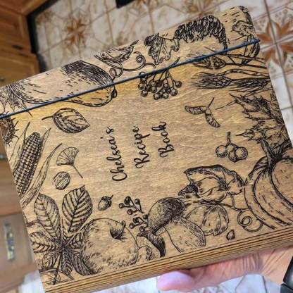 Blank Recipe Book For Mom Custom Journal Wooden CookBook