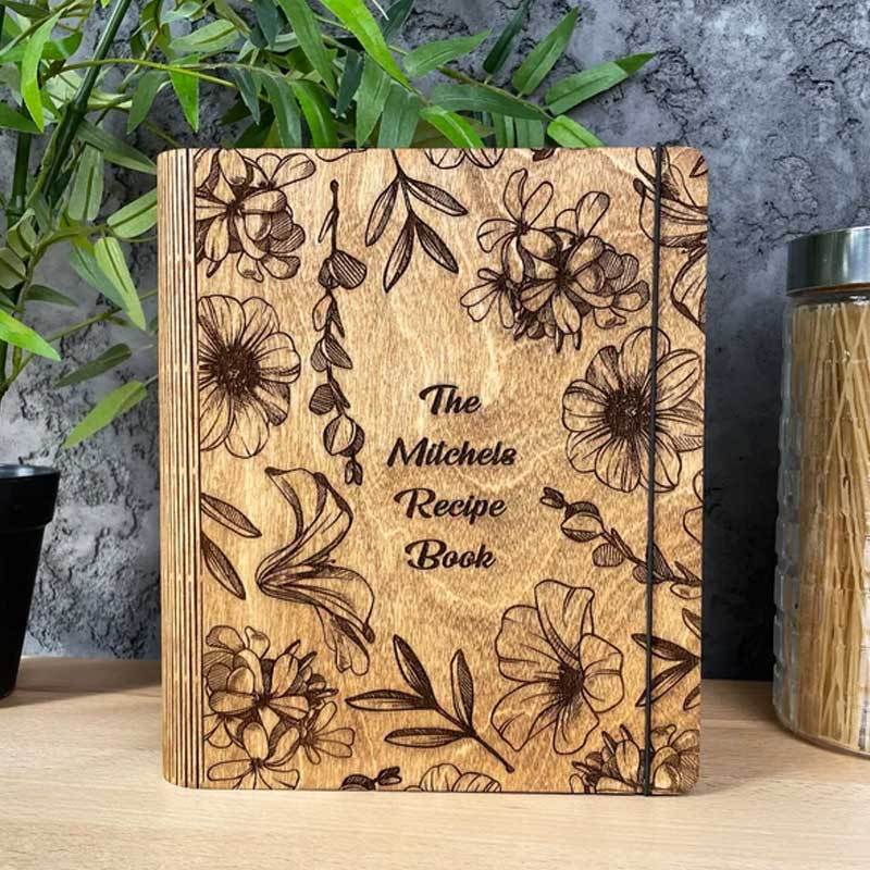Blank Recipe Book For Mom Custom Journal Wooden CookBook