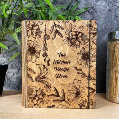 Blank Recipe Book For Mom Custom Journal Wooden CookBook