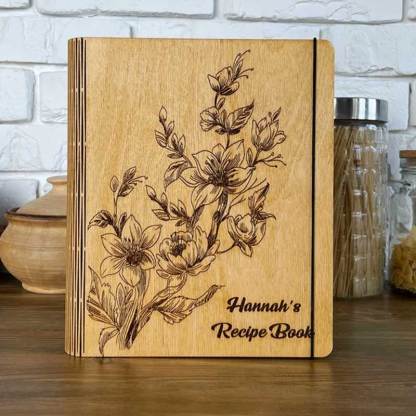 Blank Recipe Book For Mom Custom Journal Wooden CookBook