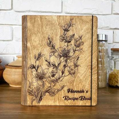 Blank Recipe Book For Mom Custom Journal Wooden CookBook