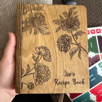 Blank Recipe Book For Mom Custom Journal Wooden CookBook