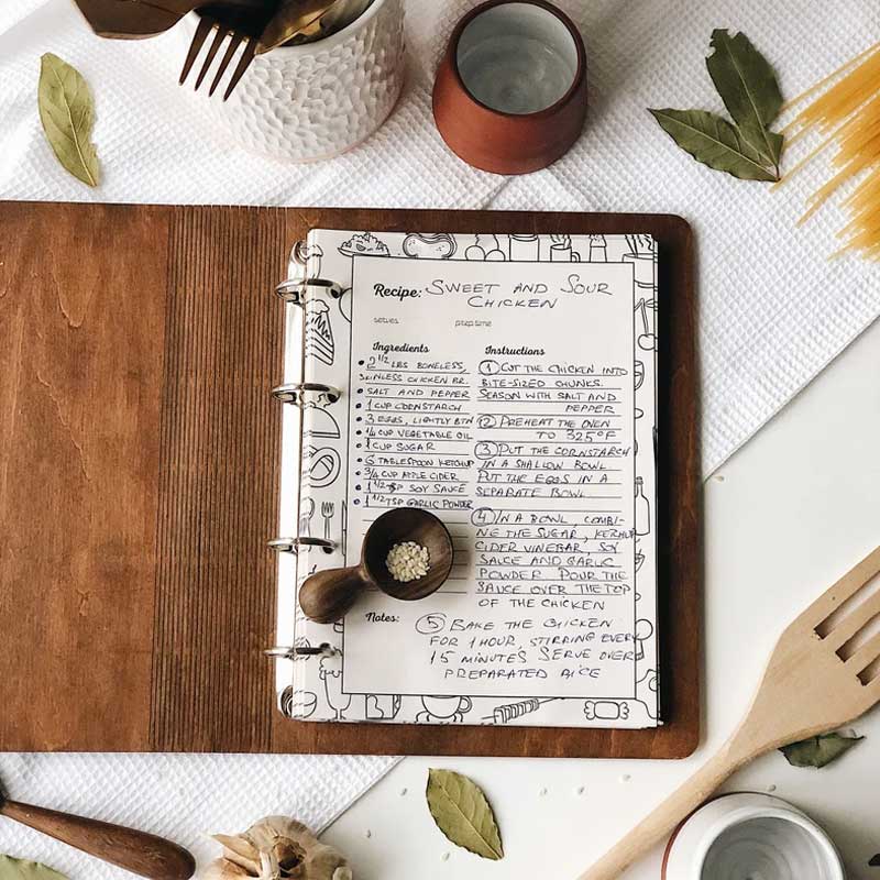 Blank Recipe Book For Mom Custom Journal Wooden CookBook
