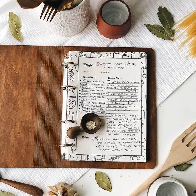 Blank Recipe Book For Mom Custom Journal Wooden CookBook