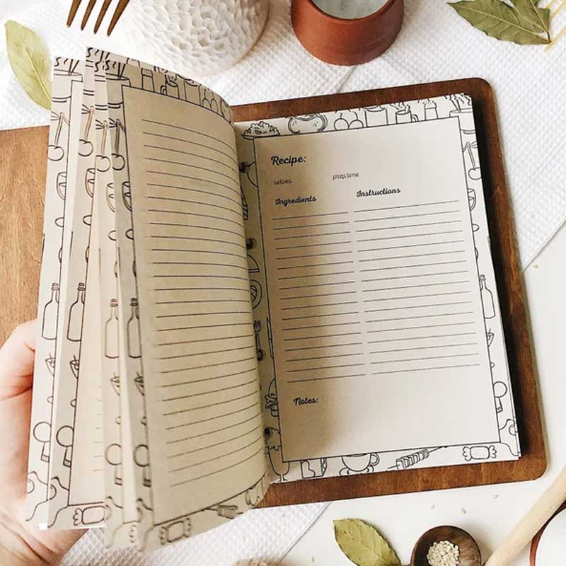 Blank Recipe Book For Mom Custom Journal Wooden CookBook