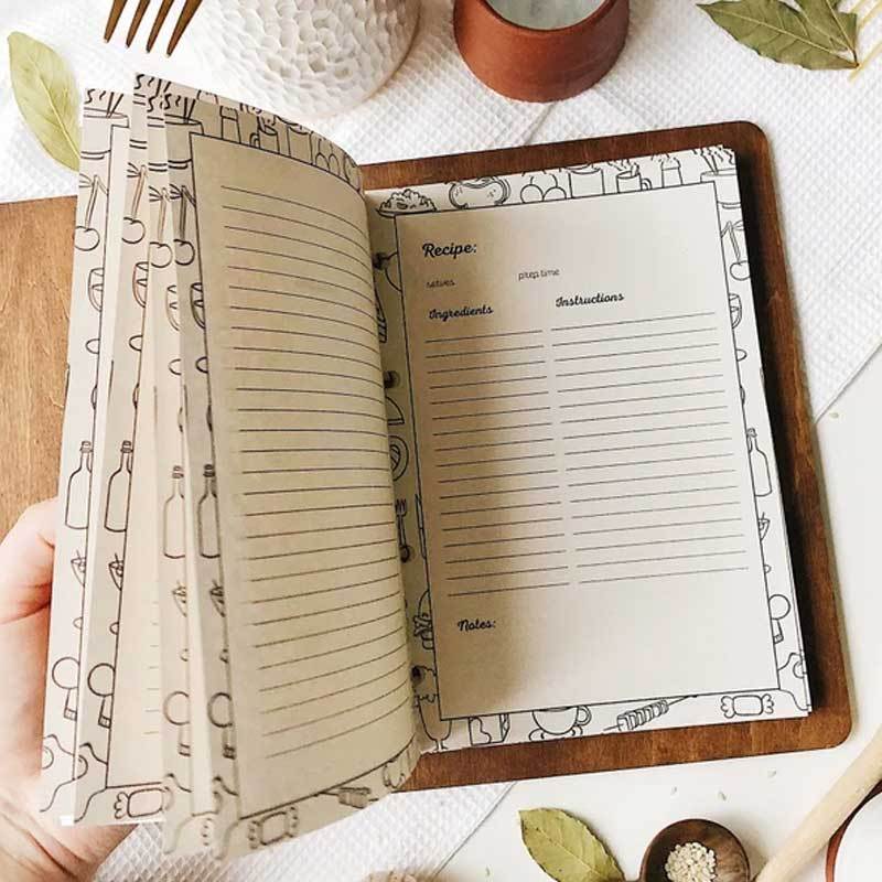 Blank Recipe Book For Mom Custom Journal Wooden CookBook