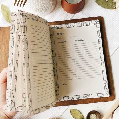 Blank Recipe Book For Mom Custom Journal Wooden CookBook