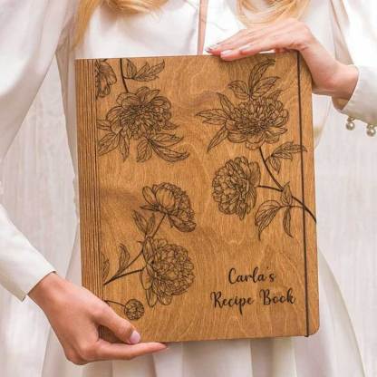 Blank Recipe Book For Mom Custom Journal Wooden CookBook