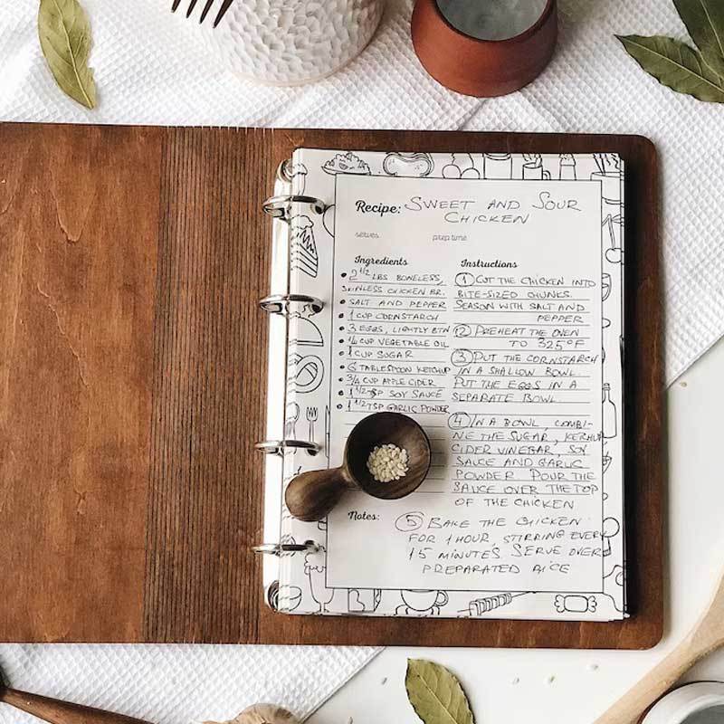 Blank Recipe Book For Mom Custom Journal Wooden CookBook