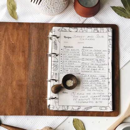 Blank Recipe Book For Mom Custom Journal Wooden CookBook