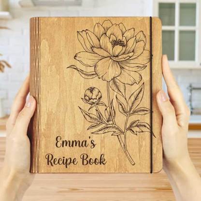 Personalized WOODEN Engraved Recipe Book for Mom Cookbook