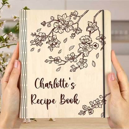 Personalized WOODEN Engraved Recipe Book for Mom Cookbook