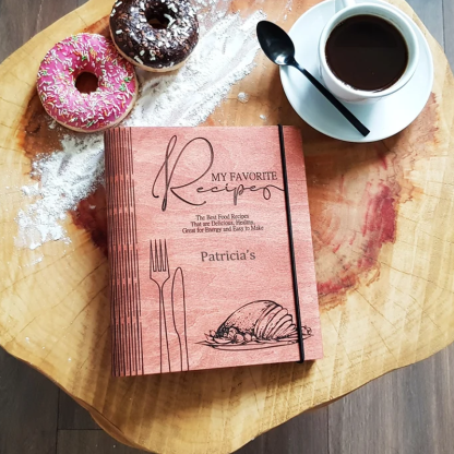 Personalized Wooden Recipe Book Binder Engraved Family Gift