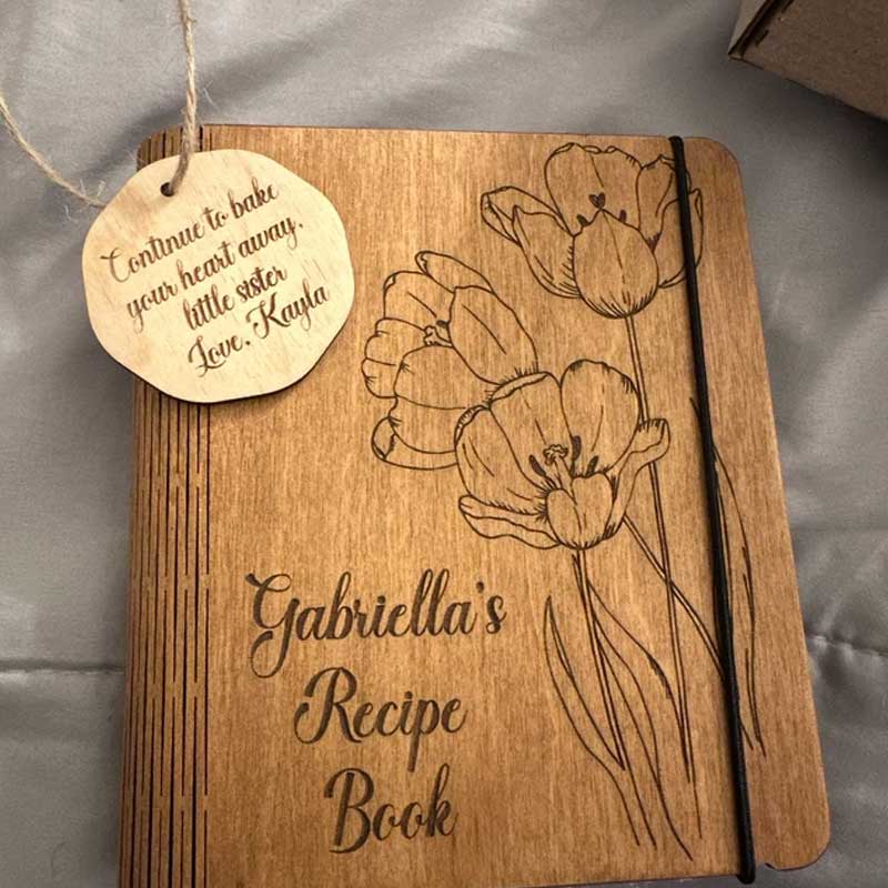 Personalized WOODEN Engraved Recipe Book for Mom Cookbook
