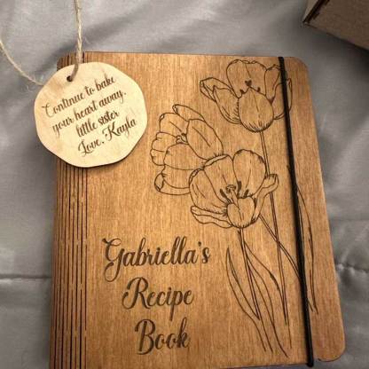 Personalized WOODEN Engraved Recipe Book for Mom Cookbook
