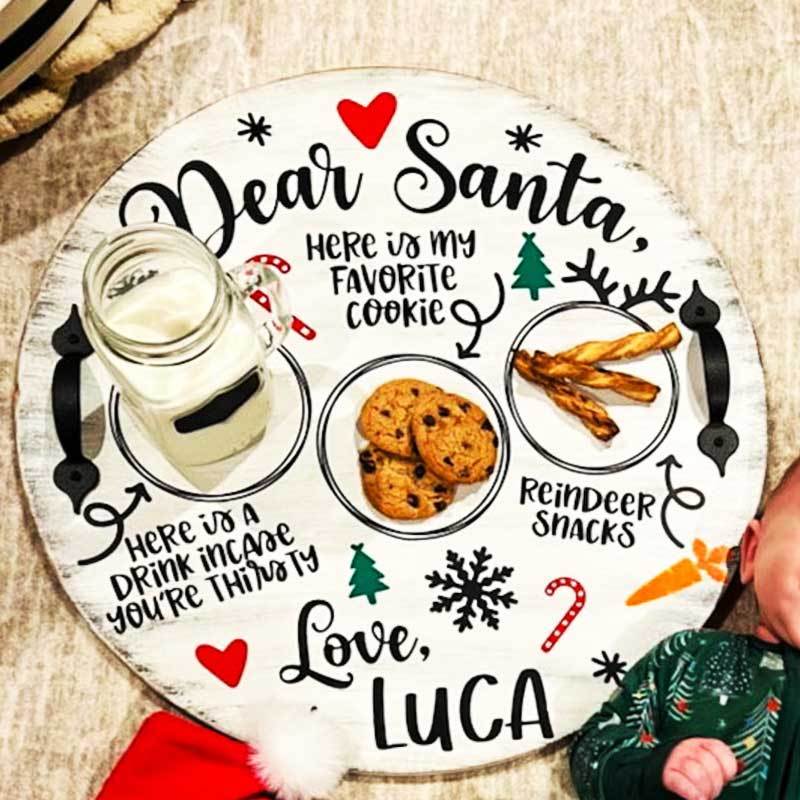 Personalized Christmas Eve Santa Cookie Tray for Kids