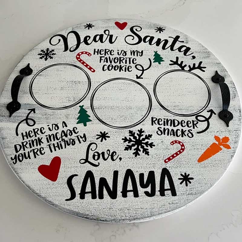Personalized Christmas Eve Santa Cookie Tray for Kids