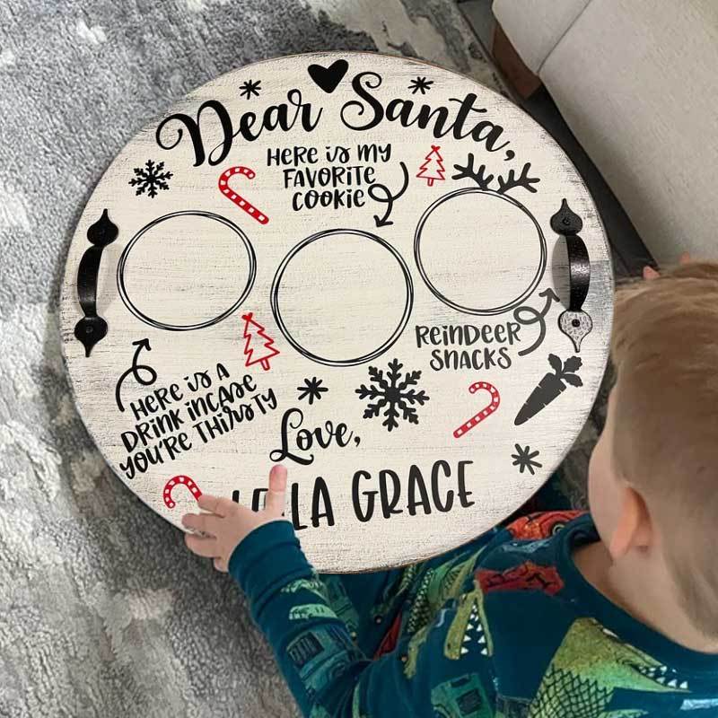 Personalized Christmas Eve Santa Cookie Tray for Kids