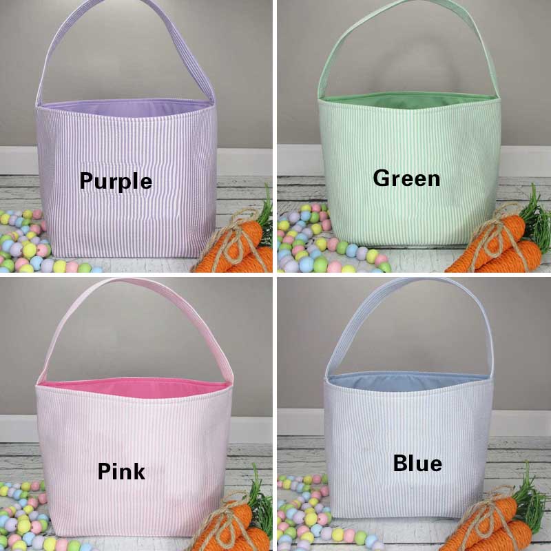 Seersucker Easter Basket Personalized Embroidered Monogrammed with Peter Rabbit