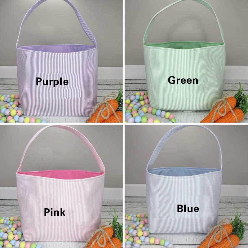Seersucker Easter Basket Personalized Embroidered Monogrammed with Peter Rabbit