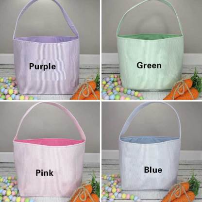 Seersucker Easter Basket Personalized Embroidered Monogrammed with Peter Rabbit