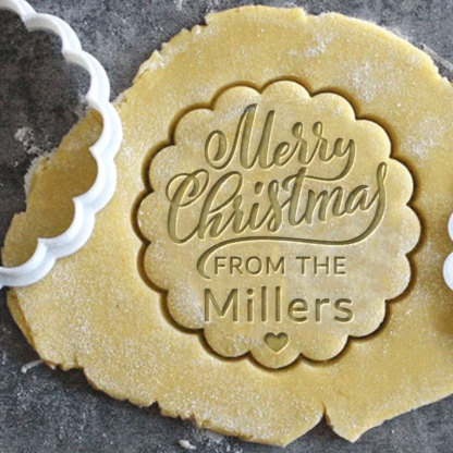 Personalized Christmas Cookie Stamp and Cutter Set Custom Name