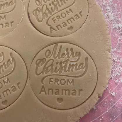 Personalized Christmas Cookie Stamp and Cutter Set Custom Name