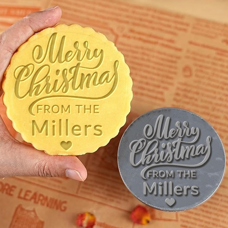 Personalized Christmas Cookie Stamp and Cutter Set Custom Name