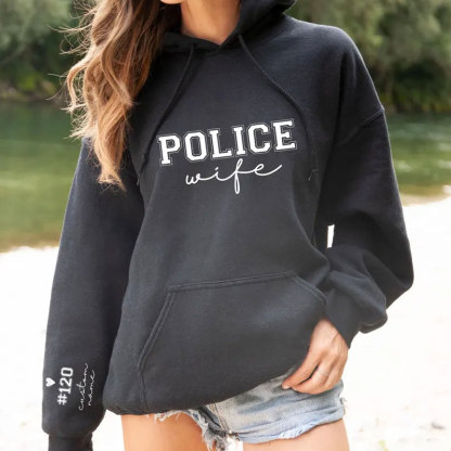 Custom Police Wife Sweatshirt with Name Number on Sleeve Sweatshirt