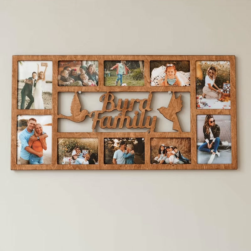 Personalized Family Photo Frame, Home Wall Decor, Wooden Multiple Picture Frame