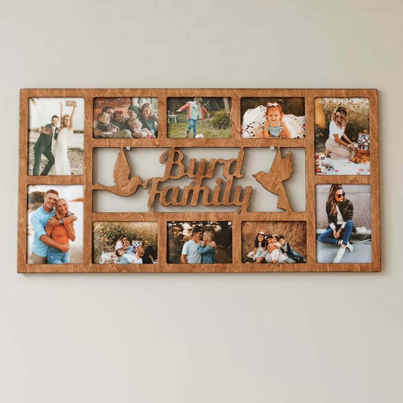 Personalized Family Photo Frame, Home Wall Decor, Wooden Multiple Picture Frame