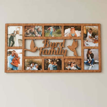 Personalized Family Photo Frame, Home Wall Decor, Wooden Multiple Picture Frame