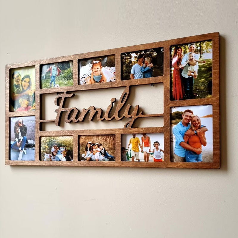 Personalized Family Photo Frame, Home Wall Decor, Wooden Multiple Picture Frame