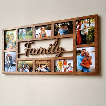 Personalized Family Photo Frame, Home Wall Decor, Wooden Multiple Picture Frame
