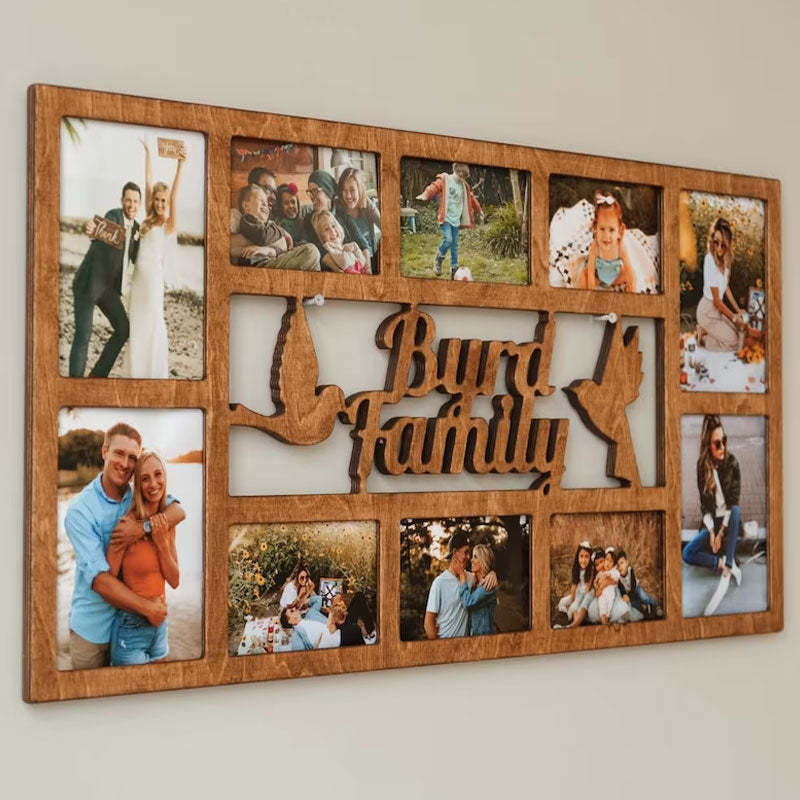 Personalized Family Photo Frame, Home Wall Decor, Wooden Multiple Picture Frame