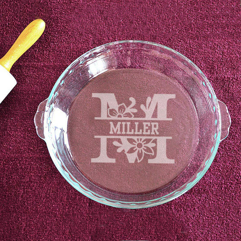 Personalized Pie Plate, Engraved Glass Pie Baking Dish, Christmas Present Wedding Gift