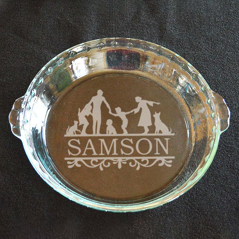 Personalized Pie Plate, Engraved Glass Pie Baking Dish, Christmas Present Wedding Gift