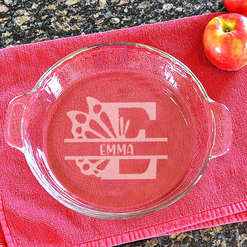 Personalized Pie Plate, Engraved Glass Pie Baking Dish, Christmas Present Wedding Gift