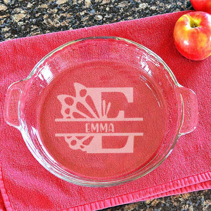 Personalized Pie Plate, Engraved Glass Pie Baking Dish, Christmas Present Wedding Gift