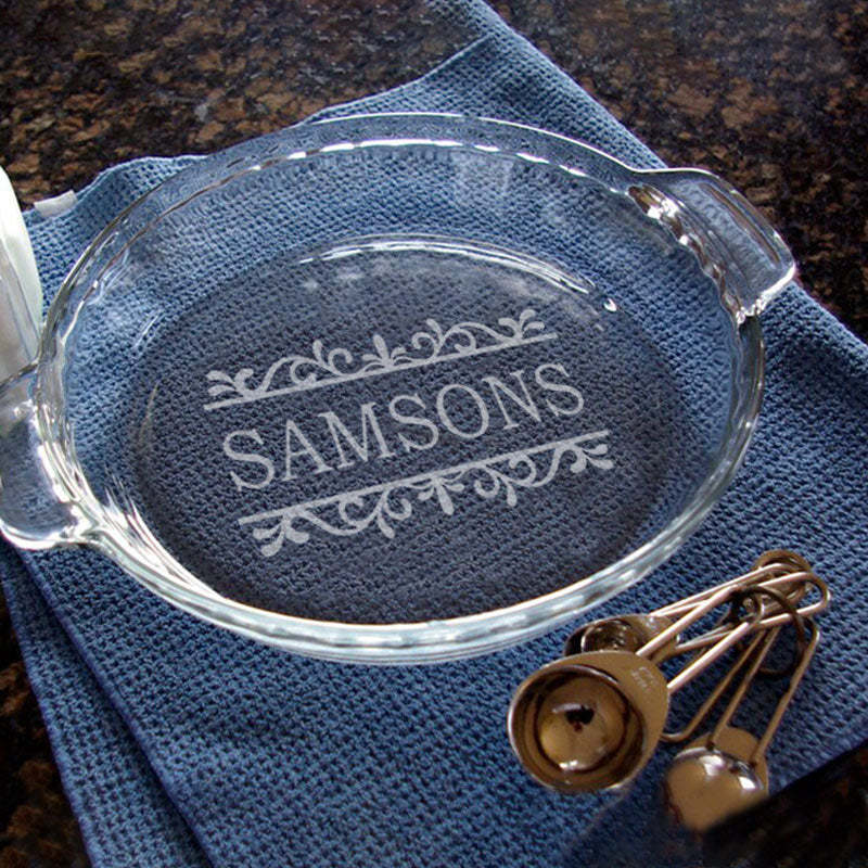 Personalized Pie Plate, Engraved Glass Pie Baking Dish, Christmas Present Wedding Gift