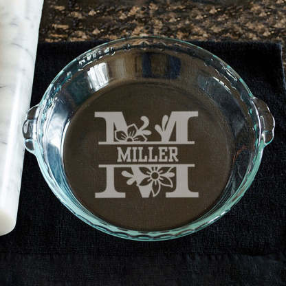 Personalized Pie Plate, Engraved Glass Pie Baking Dish, Christmas Present Wedding Gift