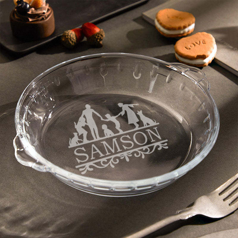 Personalized Pie Plate, Engraved Glass Pie Baking Dish, Christmas Present Wedding Gift