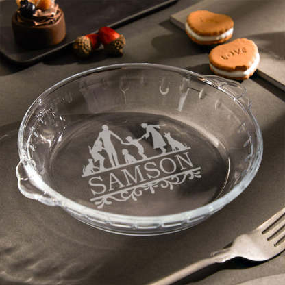 Personalized Pie Plate, Engraved Glass Pie Baking Dish, Christmas Present Wedding Gift