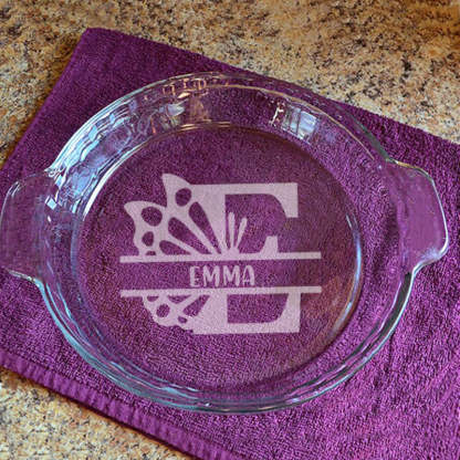 Personalized Pie Plate, Engraved Glass Pie Baking Dish, Christmas Present Wedding Gift