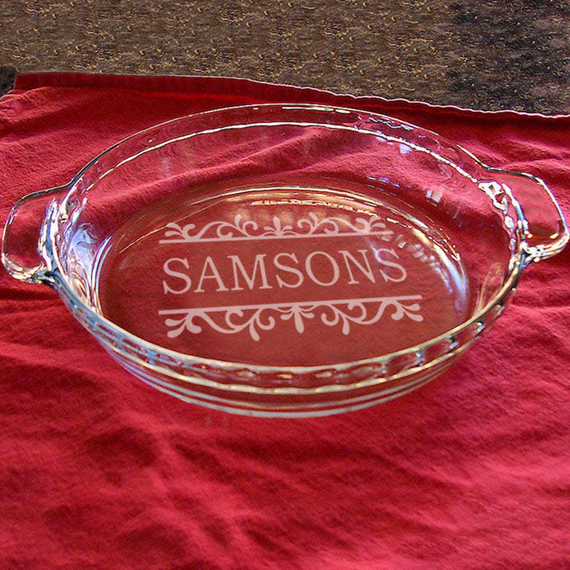 Personalized Pie Plate, Engraved Glass Pie Baking Dish, Christmas Present Wedding Gift