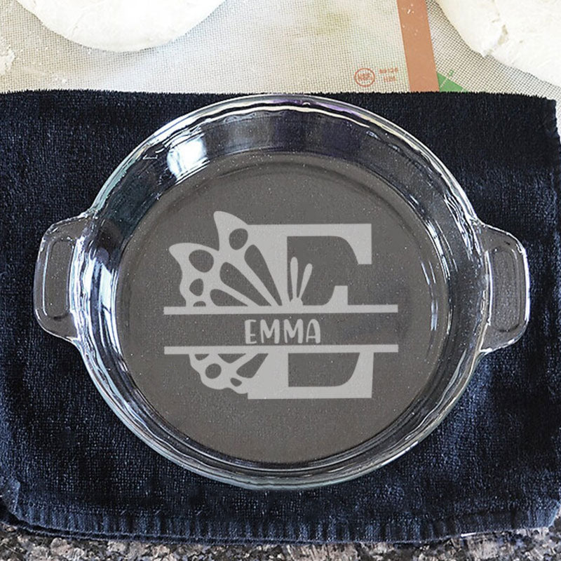Personalized Pie Plate, Engraved Glass Pie Baking Dish, Christmas Present Wedding Gift